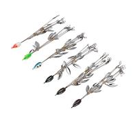 HUSHUI Set di Rig per Ombrelli da 6 Pezzi con Lame Lucide per la Pesca Alla Spigola in Acqua Dolce e Salata, 8 Lame e 5 Bracci, Struttura in Acciaio Resistente