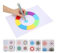 HUSHUI Set di Righelli da Disegno per Bambini per Progetti Artistici con Modelli Colorati e Penna a Sei Colori per Bambini da 8 Anni in su, Plastica Atossica
