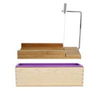 HUSHUI Set di Stampi per Sapone Fai-da-te con Legno di bambù Resistente e Silicone per Candele di Sapone Fatte a Mano e Forniture per la Preparazione del Pane 28,2x8x9 Cm (Set 4 (piatto piano in