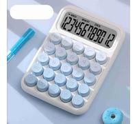 HUSHUI Simpatica Calcolatrice con Pulsanti Grandi, Display Trasparente, Elegante per Studenti, Ufficio, 12 Cifre, Plastica, 1 unità (Blu)