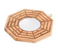 HUSHUI Specchio Bagua in Legno per Esterni, Specchio Concavo Che Attira Ricchezza e Porta Fortuna, Pendente Feng Shui per la Decorazione Domestica