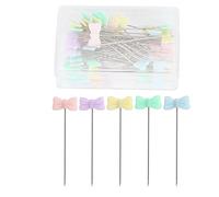 HUSHUI Spilli Dritti da 50 Pezzi, Spilli per Quilting Colorati in Acciaio Inossidabile con Testa Piatta per Stirare, per Cucire, Creare Decorazioni Fai da Te per Matrimoni (Papillon)