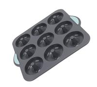 HUSHUI Stampo per Ciambelle in Silicone, Set di Teglie per Ciambelle a 9 cavità, Non Resistente Al Calore, Senza BPA, con Design a Rilascio Facile, per Muffin, Bagel, Biscotti, Torte (Grigio scuro)