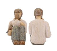 HUSHUI Statua di Padre e Figlio, Statuetta di Famiglia in Resina Realistica Dipinta a Mano con Squisita Fattura, per la Decorazione del Tavolo della Mensola del Camino