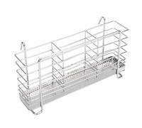 HUSHUI Stendino per Utensili in Acciaio Inossidabile, Cestello di Drenaggio a 3 Scomparti con Ganci per Utensili da , Forchette, Cucchiai, Design Aperto SUS 304