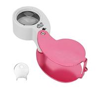 HUSHUI Strumento Portatile con Lente D'ingrandimento 40X con Luci a LED per Gioielli e Lettura Parte di un Guscio Acrilico per Anziani (Rosa)