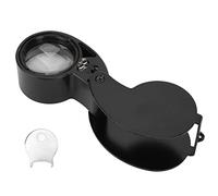 HUSHUI Strumento Portatile con Lente D'ingrandimento 40X con Luci a LED per Gioielli e Lettura Parte di un Guscio Acrilico per Anziani (Nero)
