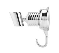 HUSHUI Supporto per Soffione Doccia a Ventosa con Staffa Regolabile e Gancio per Asciugamano per Montaggio a Parete del Bagno, PVC Resistente, Finitura Cromata