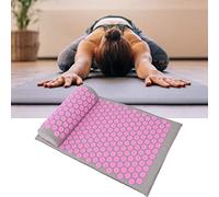 HUSHUI Tappetino per Massaggio per Agopuntura e Set di Cuscini Comodo Sollievo Dalla Digitopressione in Schiuma per il Relax Yoga 68 X 42 Cm Grigio Chiaro (Pulsante rosa grigio chiaro)