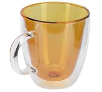 HUSHUI Tazza da caffè Cilindrica Tazza da Latte Trasparente Resistente Al Calore per la di Casa e Ufficio Set di 1 Vetro Borosilicato (Carro armato giallo)