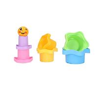 HUSHUI Tazze Impilabili Giocattoli Educativi con Fori di Scarico Gioco Fai da Te per il Bagnetto 6 Pezzi in Materiale Plastico Sicuro per Bambini Dai 6 Mesi in su