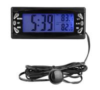 HUSHUI Termometro Digitale per Auto da 12 V con Ampio Display LCD e Funzione di Allarme per Veicoli - Mostra Temperatura Interna Ed Esterna, Ora e Cronologia