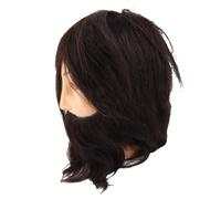 HUSHUI Testa di Manichino Maschile, Veri Capelli Umani per Formazione di Parrucchiere, con Barba e Baffi, per Tagliare Trecce Progettare Pratiche di Tintura, Scuola di Cosmetologia