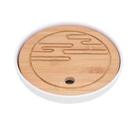 HUSHUI Vassoio da tè Rotondo, Vassoio da tè Semplice e Compatto in Legno Kung Fu per Il Drenaggio Dell'acqua in Legno per Viaggi in Ufficio