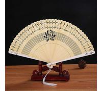 HUSHUI Ventaglio Pieghevole in bambù, Strumento di Raffreddamento Leggero e Portatile per le Giornate Estive, Accessorio Decorativo da 12 Pollici di Diametro (osso a ventaglio bianco)