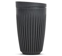 HUSKEE Tazze da caffè con coperchio, riutilizzabili, con alette uniche, per espresso, cappuccino, americano, moka, isolate e portatili, realizzate con bucce di caffè riutilizzate (carbone, 350 ml)