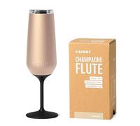 Huski Flute da champagne, design pluripremiato con stelo staccabile, bicchiere da champagne in acciaio inox di alta qualità con coperchio, bicchiere triplo isolante, capacità 240 ml, ottimo regalo