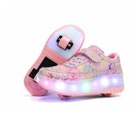 HUSKSWARE Pattini a rotelle, per Ragazzi e Ragazze, con 4 Ruote, Regolabili, con Ruote, Colore Nero, Bianco, 28-40 EU, 668 Rosa 2 Ruote, 33 EU