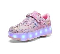 HUSKSWARE Pattini a rotelle per ragazzi e ragazze con 4 ruote, scarpe da skateboard, regolabili, scarpe per giovani con ruote, nero, bianco 28-40 EU, 38 EU