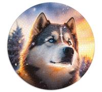 Husky 1000-teiliges Puzzle, runde Papierpuzzles, Kunstwerk-Dekor, Intelligenzspielzeug für Familien-Indoor-Spiele, 1000 Stück (67,5x67,5cm)