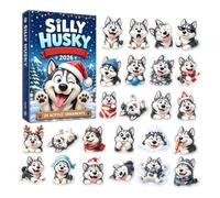 Husky Advent calendarr 2026, 24-Day Acrylic Christmas Countdown | Playful 2D Husky Charms for Tree, Wreath & Window, Festive Countdown Gift for Dog Lovers