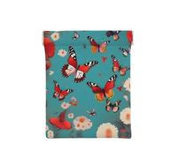 Husky - Borsa per monete con stampa di cane, organizer per monete, porta cambiamenti, portafoglio da viaggio piccolo, per monete, cambiamenti, cuffie, Gallina Farfalle Volanti Tra Fiori, Taglia unica,