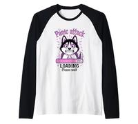 Husky Cane Divertente Attacco Panico Loading Kawaii Maglia con Maniche Raglan
