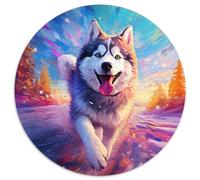 Husky - Cartoon Animal 1000 Pezzi Puzzle Rotondo Antistress Arte Puzzle Circolare Regali Per Adulti E Bambini 1000pcs (67.5x67.5cm)