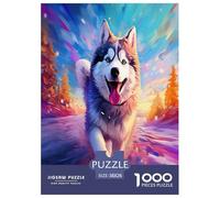 Husky - Cartoon Animal Jigsaw Puzzle Impossible 1000Pcs Decorazione Per La Casa. Rilassamento E Intelligence Per Adulti E Ragazzi Da 14 Anni 38x26cm/1000pcs