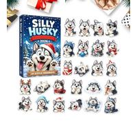 Husky Christmas Countdown Calendar - 2D Acrylic Dog Advent Ornament | 2D Flat Acrylic Husky Countdown Calendar For Christmas Trees, Garlands, , Bedrooms, Offices, Stores, Hotels, Malls And