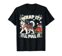Husky Christmas Slitta Helper Tirare Regali Maglietta