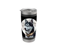 Husky con la luna Bicchiere termico in acciaio inox doppia parete