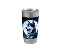 Husky con la luna Bicchiere termico in acciaio inox doppia parete