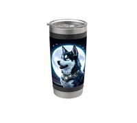 Husky con la luna Bicchiere termico in acciaio inox doppia parete