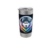 Husky con la luna Bicchiere termico in acciaio inox doppia parete