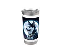 Husky con la luna Bicchiere termico in acciaio inox doppia parete