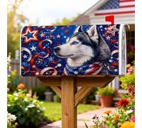 Husky Coperture magnetiche per cassette postali, decorazioni per cassetta postale blu per il giorno dell'indipendenza con stelle e stelle, decorazione per portico anteriore, 53 x 64 cm