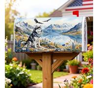Husky Coperture magnetiche per cassette postali, rustiche montagne naturali lago estate blu decorazioni per cassetta postale per giardino patio decorazione 53 x 65,5 cm