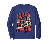 Husky Dad's Christmas Ride Funny Holiday Dog Maglia a Manica