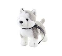 Uni-Toys - Husky grigio, in piedi (con guinzaglio) - 30 cm (lunghezza) - cane di peluche - peluche