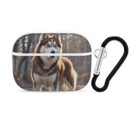 Husky Dog AirPods Pro Custodia protettiva con anello portachiavi in PC custodia protettiva rigida per AirPods Pro di seconda generazione, per donne e uomini, facile da aprire, protezione completa