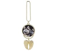 Husky Dog Car Hanging Ornamento Specchio Retrovisore Ciondolo Carino Specchio Auto Decorazione Estetica Divertente Ciondolo Auto Charms Regali per Uomini Donne Stile Oro