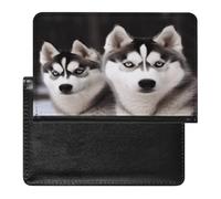 Husky Dog - Custodia per passaporto in pelle, con blocco RFID, organizer per documenti e passaporto, per uomini e donne