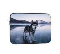 Husky Dog on a Frozen Lake Custodia per laptop da 13 pollici, TSA Custodia protettiva per notebook antiurto Custodia protettiva per notebook resistente all'acqua Custodia per il trasporto del computer