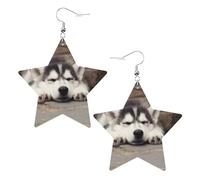 Husky Dog - Orecchini da donna alla moda, orecchini pendenti celesti, gioielli a forma di stella per un versatile, One Size, Pelle