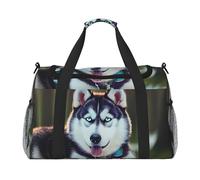 Husky Dog Print Borsa da trasporto a mano di grande capacità per le donne pieghevole Carry On Tote per viaggi in aereo