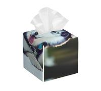 Husky Dog Print - Copertura per scatola di fazzoletti in pelle, elegante, per bagno, soggiorno, tavolo, scrivania, ufficio, auto organizer
