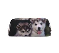 Husky Dog Printing - Astuccio in pelle per penne a sfera con cerniera, per studenti, Oro, Taglia unica, Astuccio per trucchi