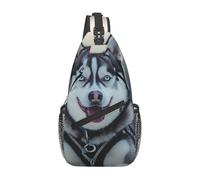 Husky Dog Snow Pattern Sling Bag Cross Body Bag Borsa a tracolla Marsupio Viaggi Escursionismo Zaino per donne Uomini, Nero, Taglia unica, Nero, One Size
