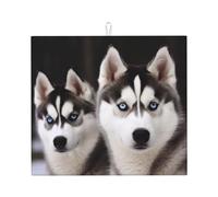 Husky Dog - Tappetino scolapiatti super assorbente, con gancio, facile da pulire, accessori da cucina, scolapiatti per piatti, 45,7 x 40,6 cm